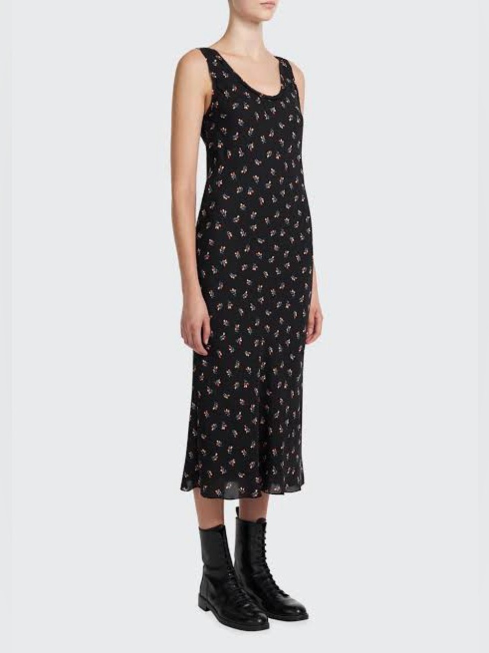 Theory Floral Print Scoop-Neck Silk Tank Dress M $395